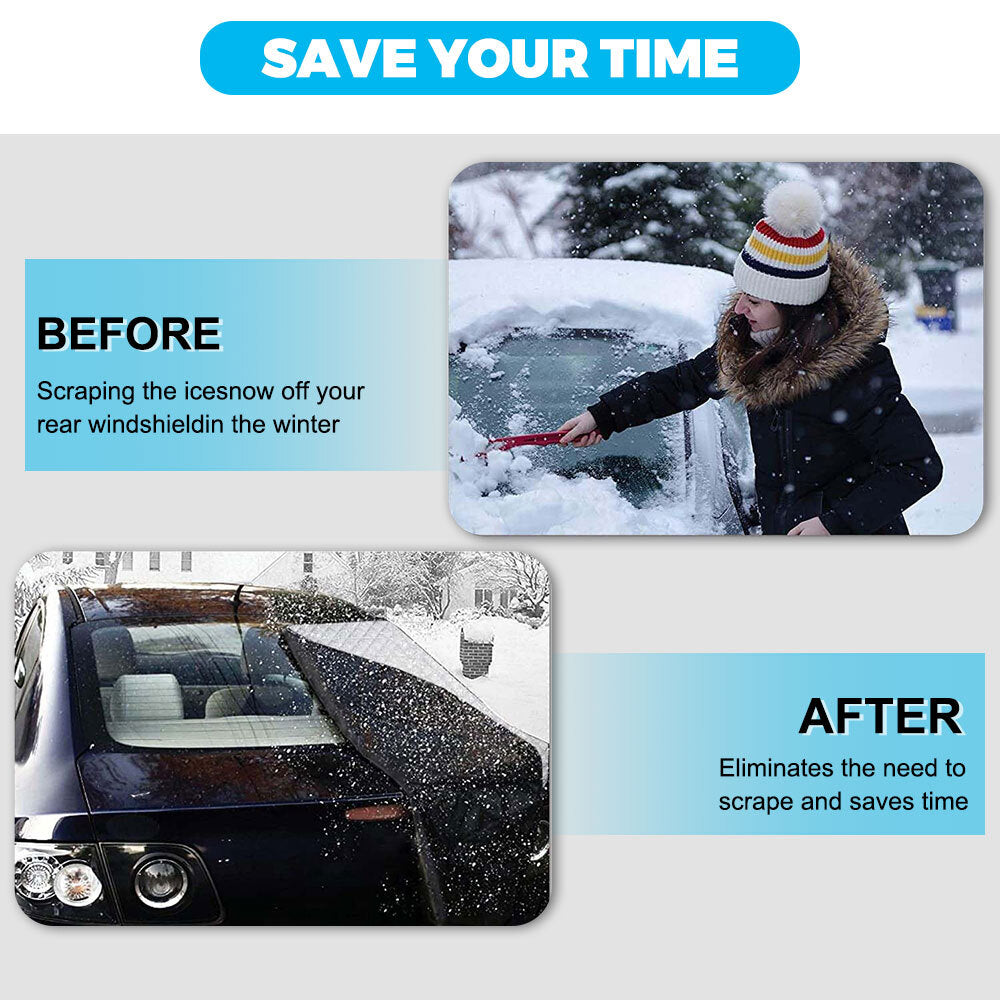 Magnetic 4-layer rear windshield snow cover suitable for vehicles to protect against frost and ice. n