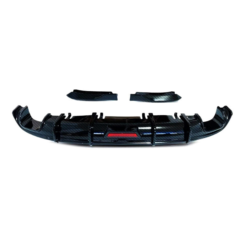 For 11th for Honda for Civic Sedan 22-23 Carbon Rear Body Lip Diffuser Splitter W/LED