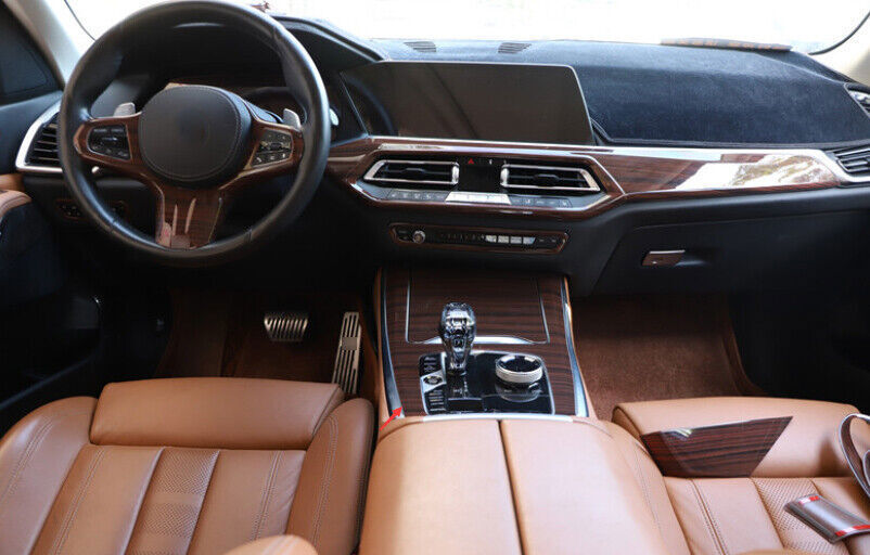for BMW X5 G05 2019-23 Brown Wood Grain Central Console Gear Shift Cover Trim 2P