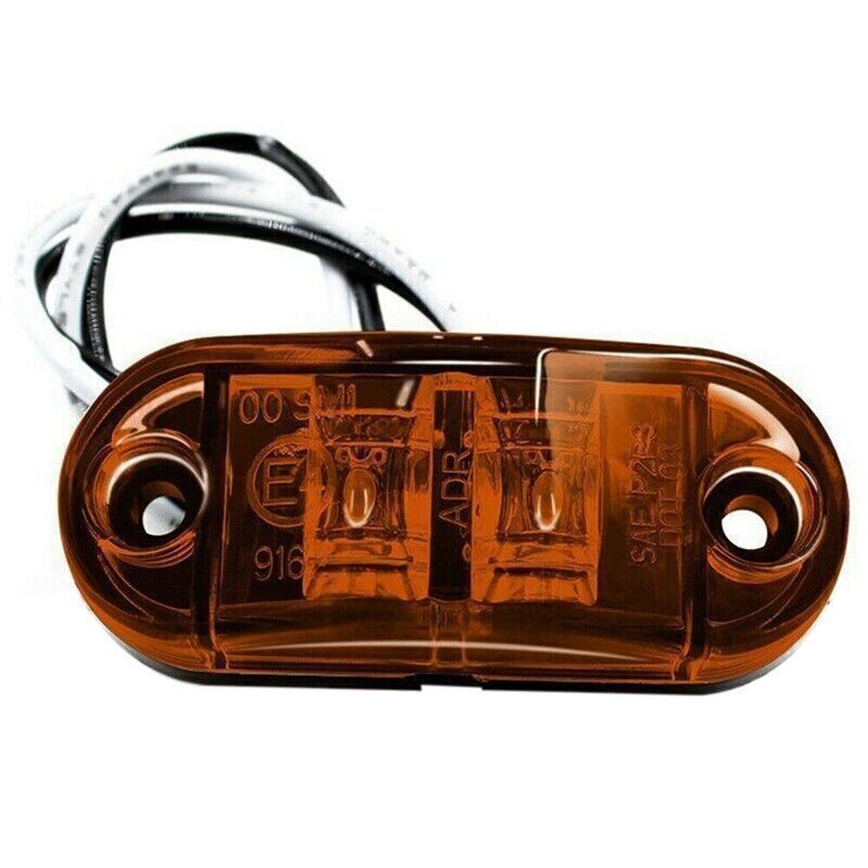 12V 2-10X Oval Amber 2LED Side Marker Lights Clearance Light Truck Trailer RV