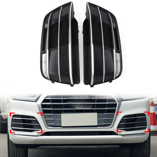 1 Pair Front Bumper Fog Light Grille Grill Cover for Audi Q5 SQ5 2018-22