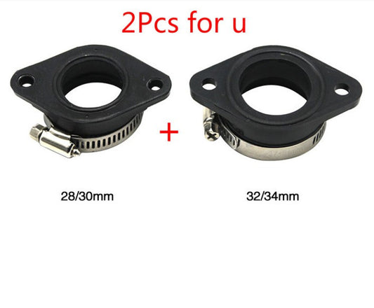 2Pcs Motorcycle Carburetor Adapter Inlet Intake Manifold Boot 28/30mm+32/34mm Q