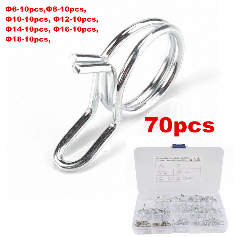 70pcs ¦µ6-¦µ18 Spring Clip Vacuum Fuel Oil Hose Line Band Clamp Motorcycle ATV