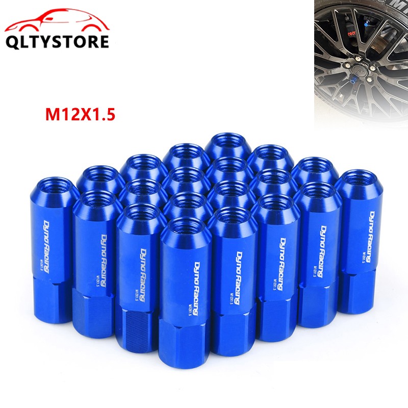 20Pcs M12X1.5 60MM Extended Tuner Racing Wheel Lug Nuts Forged Blue Aluminum Q