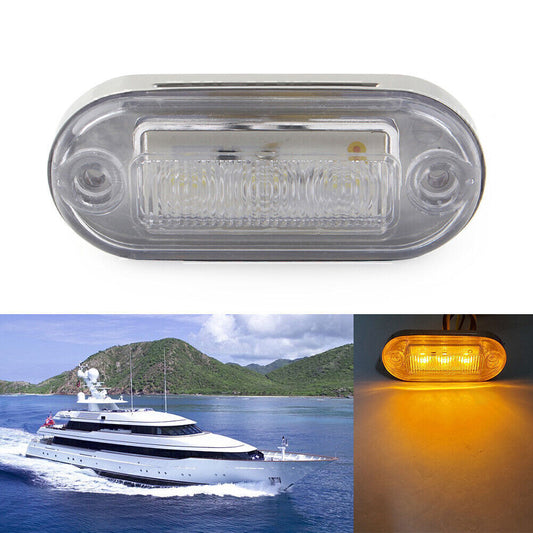 12V LED Yellow Signal Light Lamp For Truck Trailer RV Boat 3528 SMD 74mmx33mm n