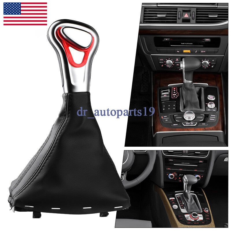 Gear Shift Knob Shifter Leather Gaiter Boot Cover Black Fit for Audi A4 A5 A6 Q5 Q7