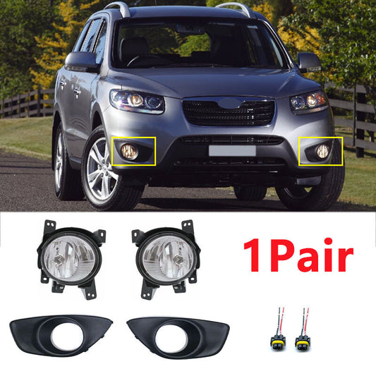 for Hyundai Santa Fe 2010-2012 set Front Fog Lamp+Fog Light Cover Belt Conector v