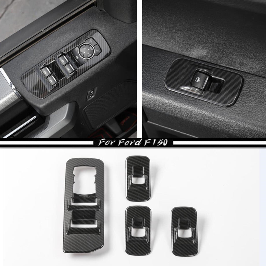 Car Window Lift Switch Cover Trim For F150 15 - 20 Accessories Carbon Fiber v