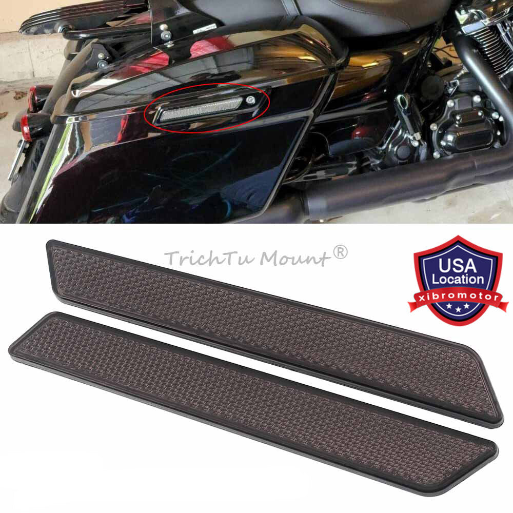 Smoke Saddlebag Latch Cover Reflector for Harley Touring Street Road Glide 14-up Q