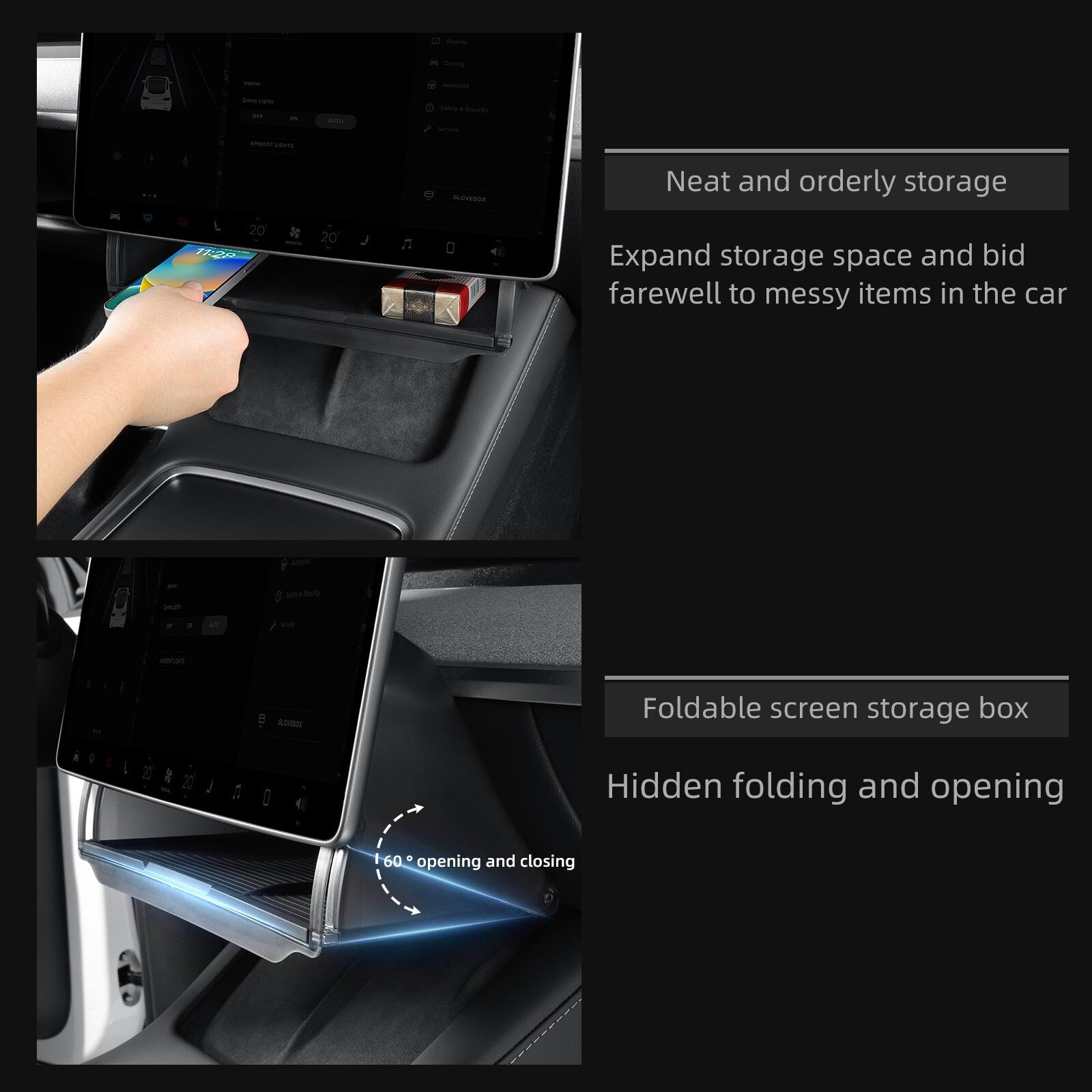 for Tesla for Model Y 2024 Under The Central Control Screen Hidden Car Storage Box