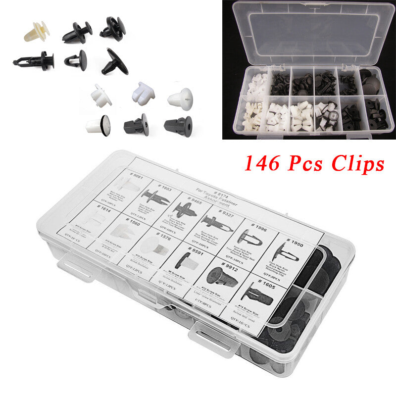 146PCS/Kit Door Fender Hood Bumper Side Skirt Clip Body Retainer Assortment Set v