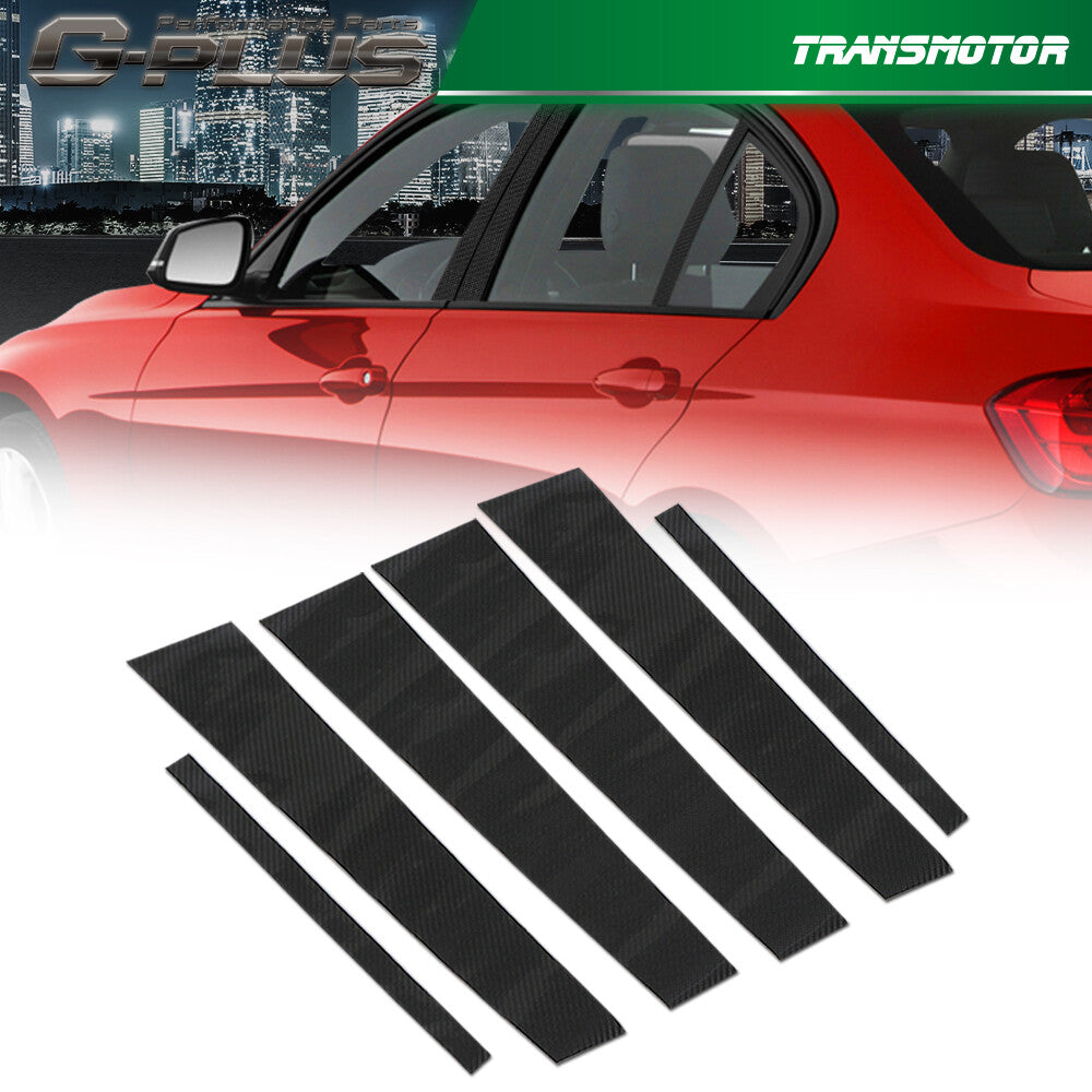 Fits for 3 E90 Carbon Fiber Pillar Door Decoration Piano Decal 6 Pieces - v