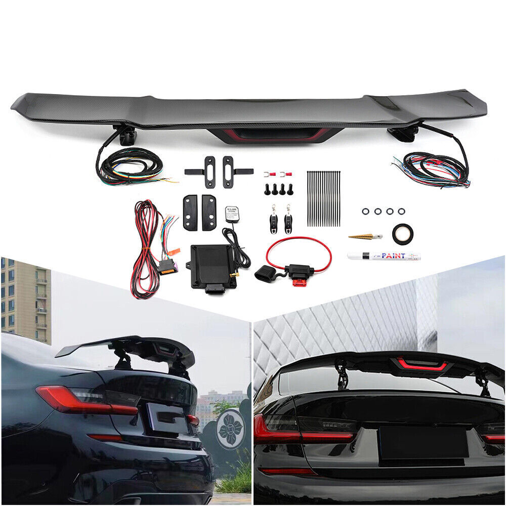 Auto Electric Lift Up Down Car Rear Trunk Lid Spoiler Wing Printed Carbon Fiber Q