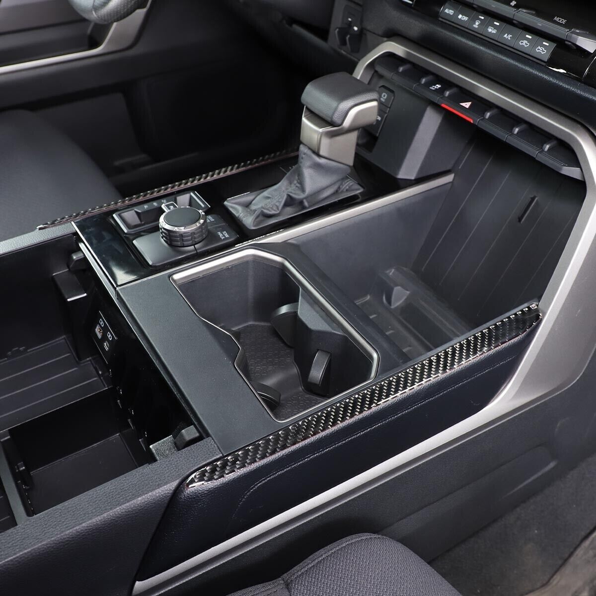 For Toyot@ Tundr@ 2022+ Carbon Fiber Central Control Gear Shift Side Panel Cover