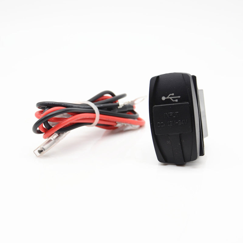 DC 12V 2 Port Blue LED USB Charger Boat Car Backlit Rocker Switch Dual Charger