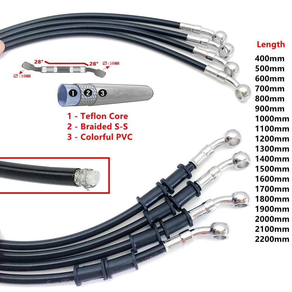 Black 900MM Hydraulic Brake Hose oil Pipe Line Braided Cable 10mm Banjo ATV