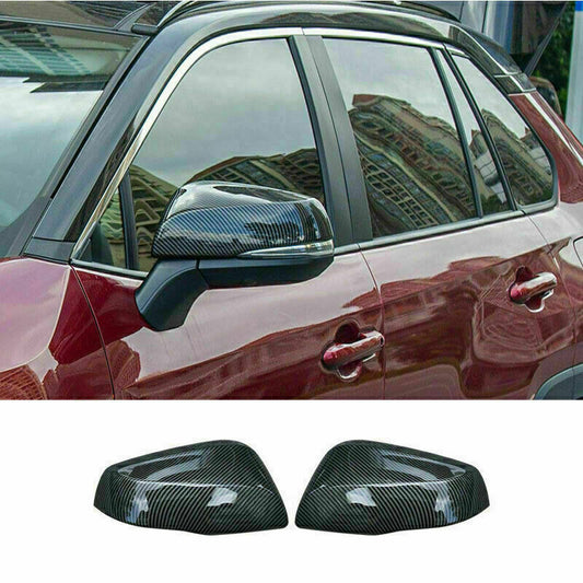 for Toyota RAV4 19-21 Carbon Fiber Grain Exterior Rear View Mirror Cover Trim 2P