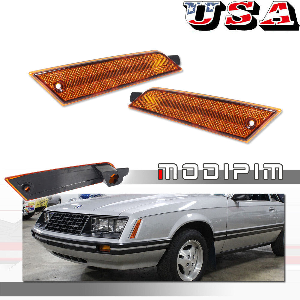 Suitable for Mustang 1979-1986 front bumper side marker light reflector amber protective cover- v