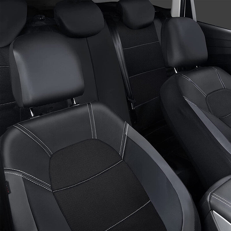 9x Long-lasting Car for Seat Cover Full Set Pu Leather Mesh fabric Cushion Protector v