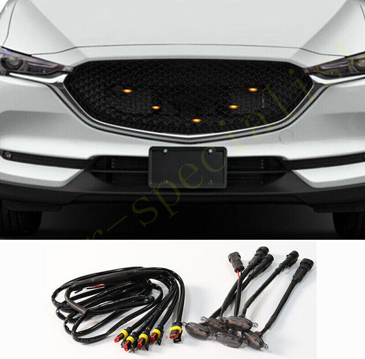 5X for Mazda CX-5 2017-2023 Front Grille LED Amber Light Style Grill Trim