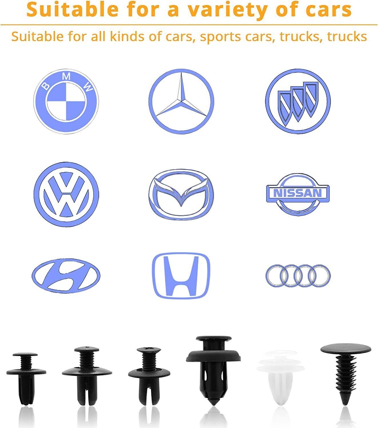 Car Push Pin Rivet Bumper Door Panel Retainer Fastener Kit Accessories Clip Trim