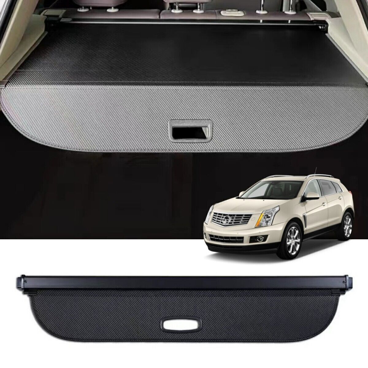for Cadillac SRX 2010-15 Retractable Cargo Cover Rear Trunk Luggage Shade Black