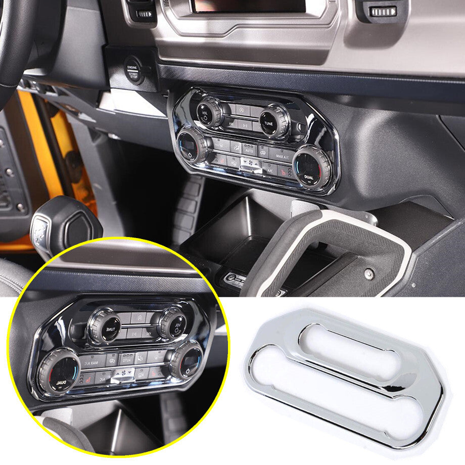 For 2021-2023 Bronco ABS Chrome Interior A/C Control Panel Decor Cover Trim v