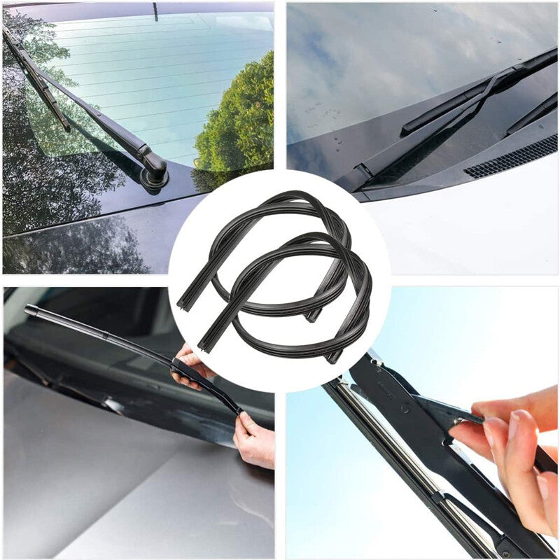 4-Pack 28-inch Frameless Windshield Wiper Blades Replacement Set - Rubber Strips for Cars and Buses n