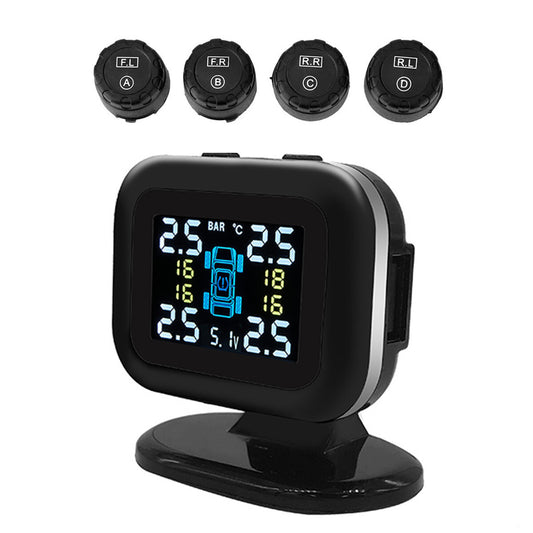 Wireless TPMS LCD Car Tire Pressure Monitoring System Alarm 4Pcs External Sensor