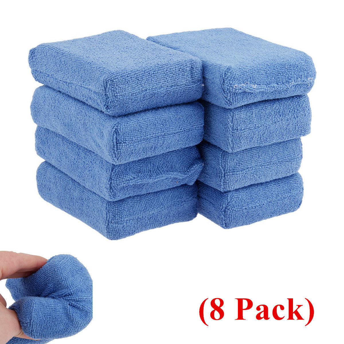 Blue Microfiber Foam Sponge Polish Wax Applicator Car Detailing Cleaning Pad