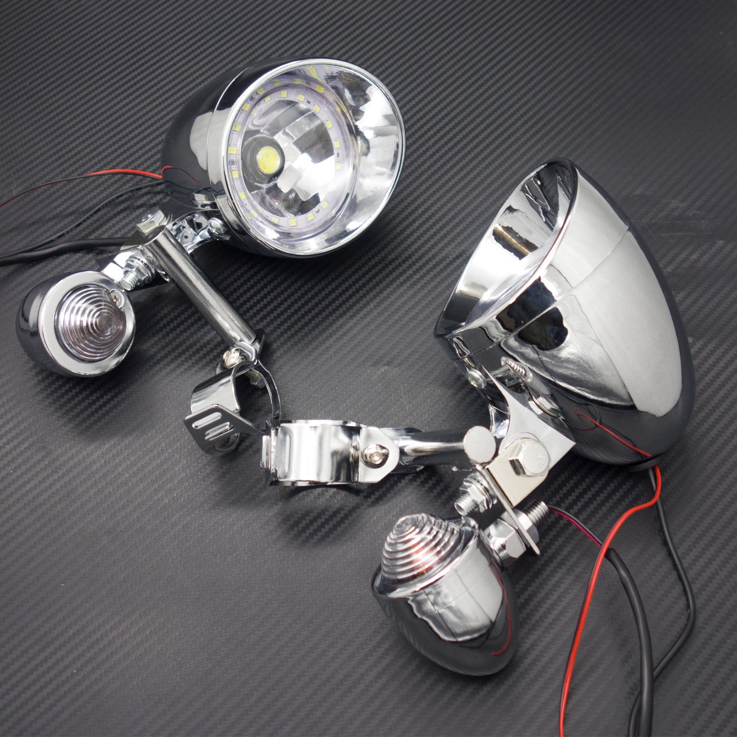 Chrome Bullet Turn Signal LED Driving Spot Fog lights Bar With White Angel Eye Q