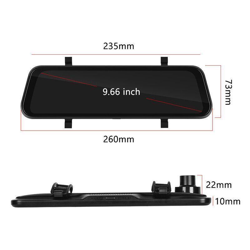 9.66 Dual Lens Car Mirror Dash Cam Video Recorder CarPlay Rearview Camera DVR