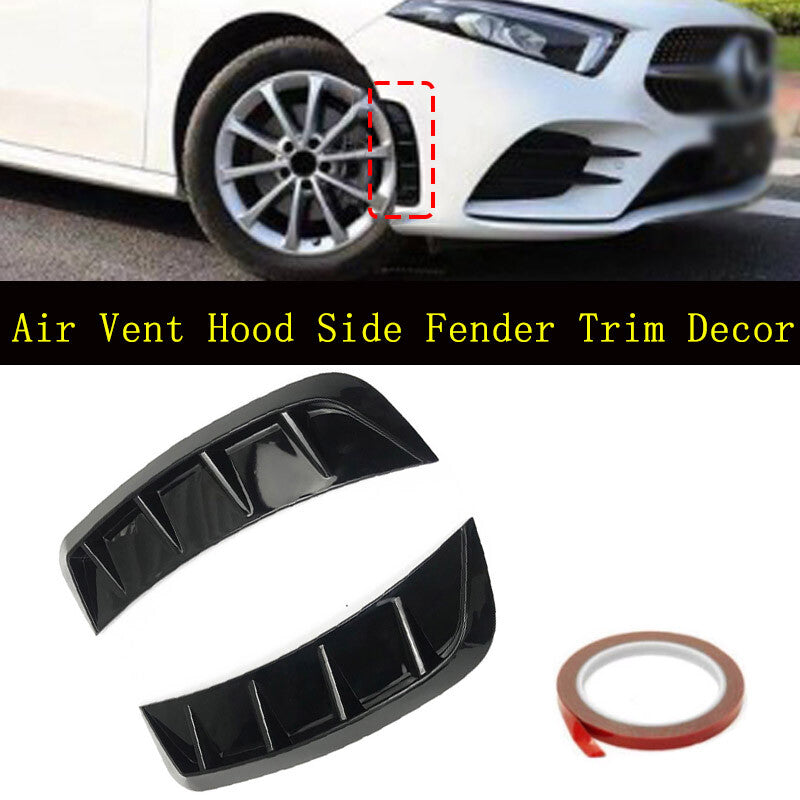 2x Car Air Vent Hood Side Fender Front Wheel Protector Trim Sticker Glossy Black