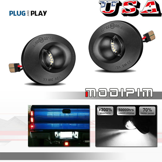 Two white SMD tube LED license plate label lights for 1999-2016  for ford  F150, F250, and F350. Q