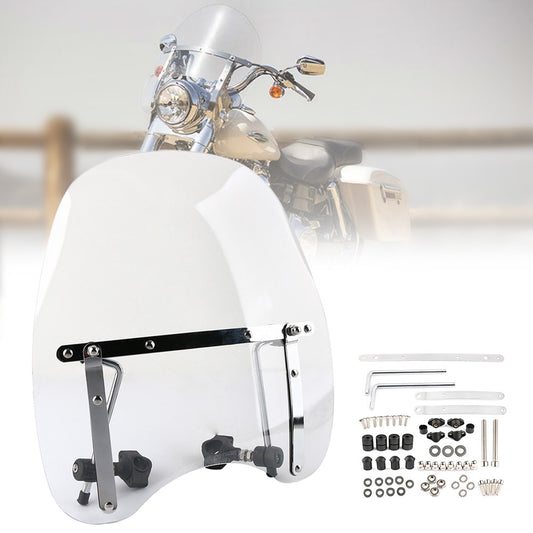 Large transparent motorcycle windshield suitable for Yamaha Cruiser 7/8 1-inch handlebars