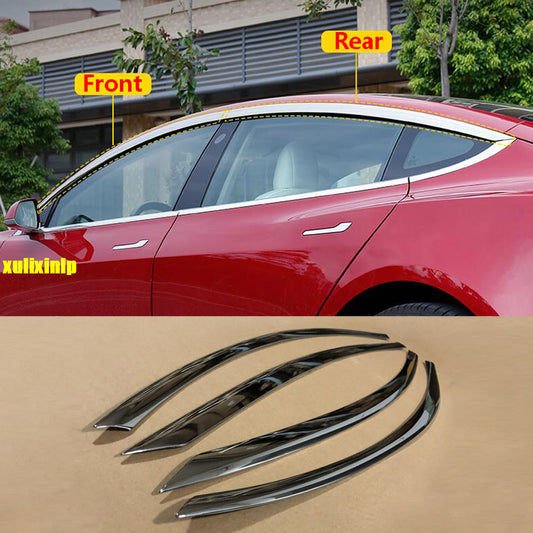 for Tesla Model 3 2017-2023 Chrome Window Visor Vent Shades Sun Rain Guard Cover