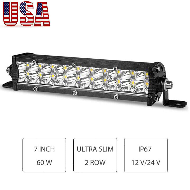 7inch Slim LED Light Bar Dual Row Combo Spot Flood Work Fog Lamp Truck Offroad