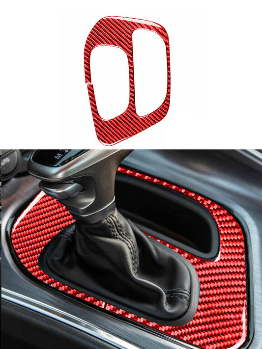 for Dodge for Challenger 2015-2020 Red Gear Shift Frame Trim Cover Carbon Fiber
