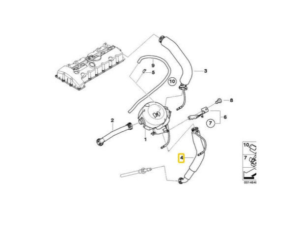 New Crankcase Vent Hose-Vent Valve to Oil Dip Stick Tube for E60 E90 E65 325 v