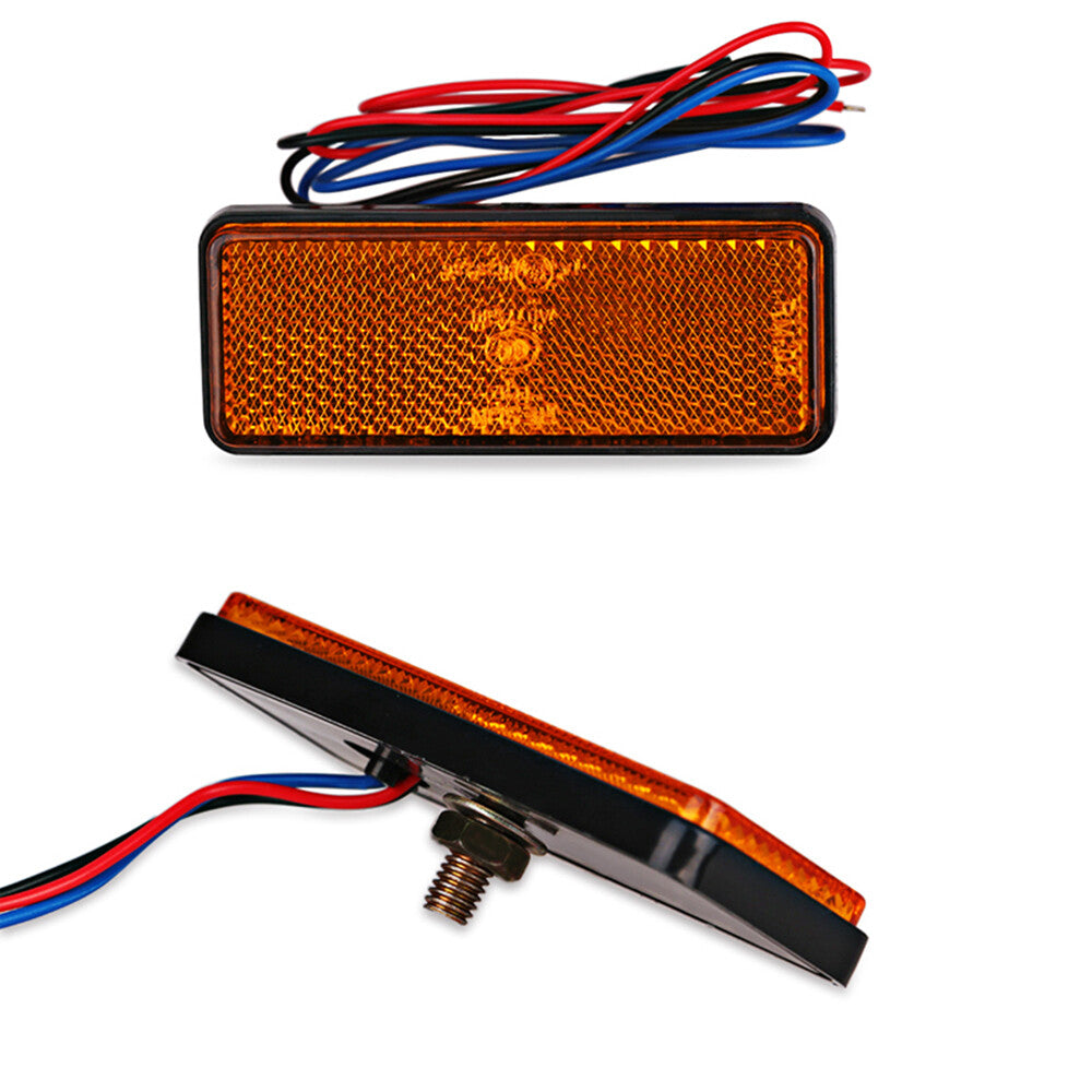 Fit Truck Trailer Motorcycle 12V Yellow LED Tail Brake Stop Light Lamp Reflector Q