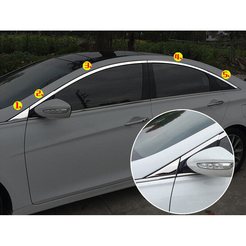 for Hyundai Sonata 2011-2014 Chrome Steel upper Windows Sill Molding Strip Trim