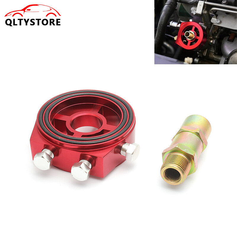 M20x1.5 3/4-16UNF Oil Cooler Filter Sandwich Plate Male Adapter 1/8 NPT Red Q