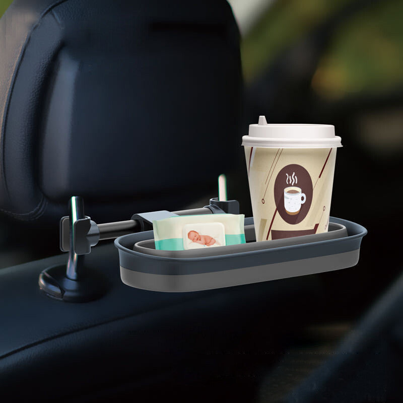 Car for seat backrest and headrest storage box, pocket, folding cup holder, plate, trash can - n