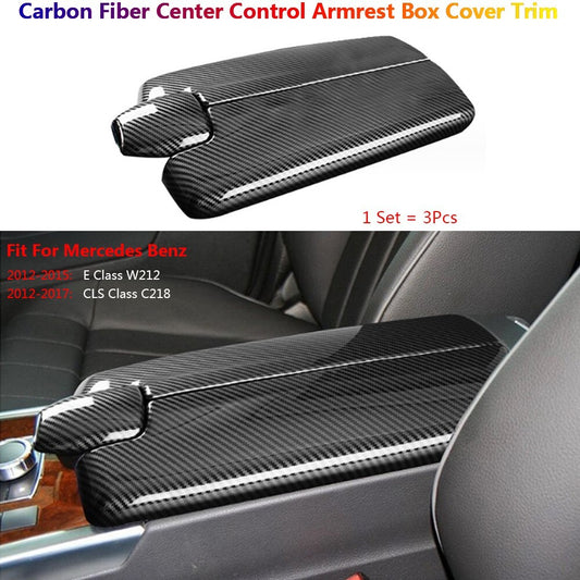 Carbon for Mercedes-Benz E CLS C218 W212 Center Console Armrest Box Cover Trims