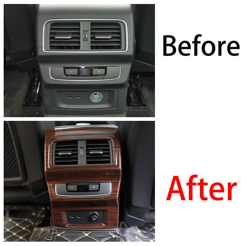 Fit for Audi Q5 2018-2024 Red Wood Grain Rear Air Outlet Anti-Kick Panel Trim 1P