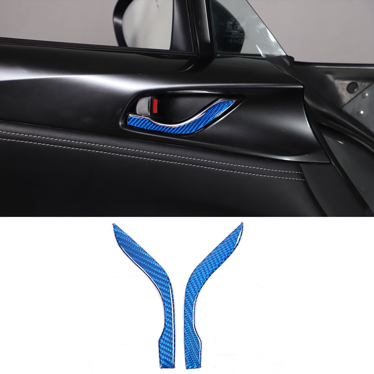 Blue carbon fiber interior door handle decorative sticker for Mazda MX-5 Miata 2016-2022 n