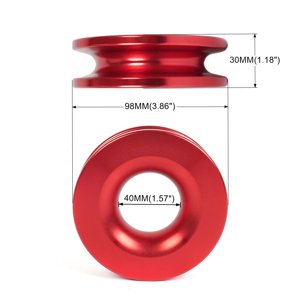 2PCS Red Winch Snatch Recovery Ring 66000 lbs For Soft Shackle ATV UTV Rcovery