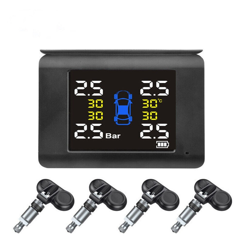 LCD-Display 4-Sensors TPMS Car Tire Pressure Monitoring System Wireless Solar. n
