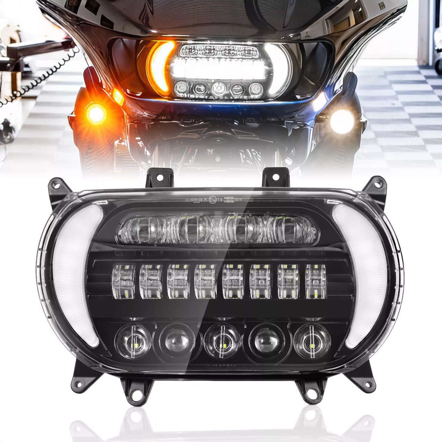 LED Headlight DRL Turn Signal Light Projector Headlamp for Harley Road Glide
