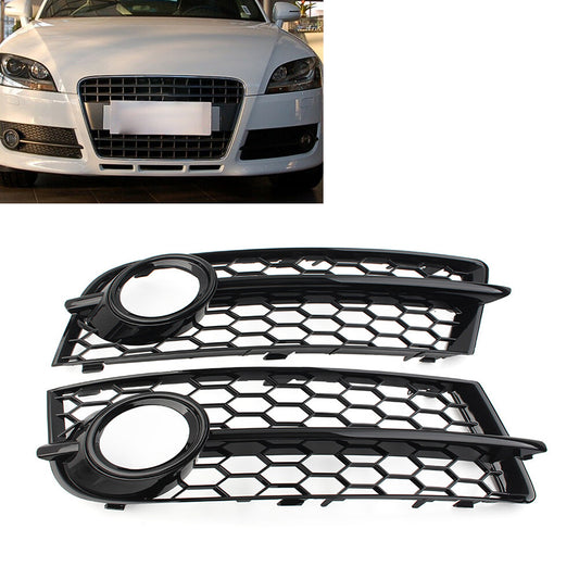 Front Bumper Fog Light Grille Honeycomb Cover for Audi TT 2006-2014 Glossy Black
